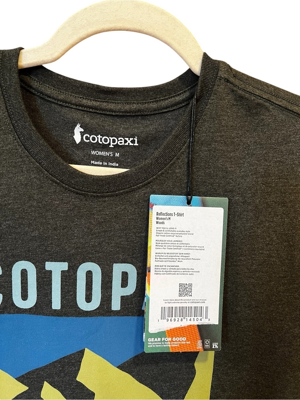 Cotopaxi Mountain Reflections Graphic Tee Shirt Dark Grey Size Medium NWT Hiking - Picture 3 of 5